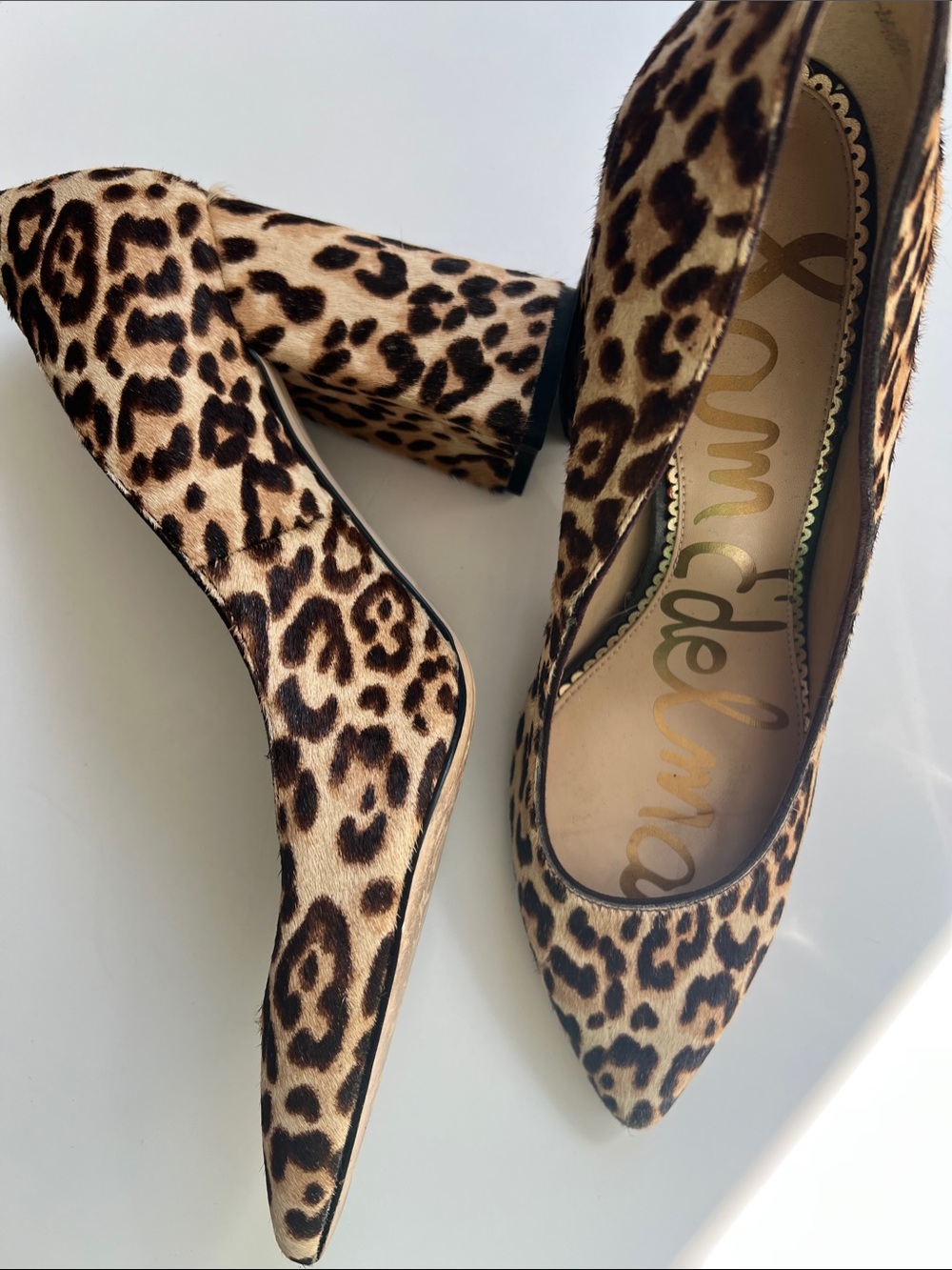 Sam Edelman Leopard-Print Pointed Toe Block Heels - size 8